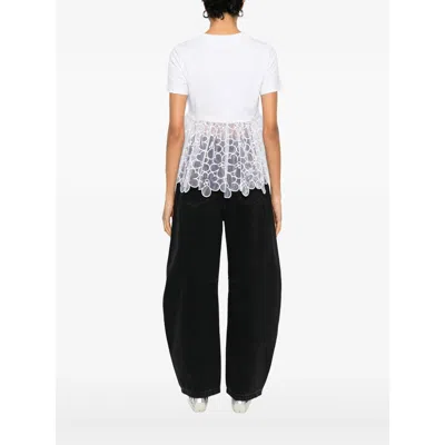 Cecilie Bahnsen Lace-detail T-shirt In White
