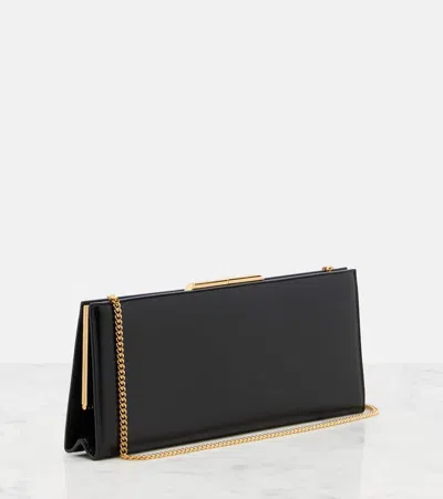 Saint Laurent Midnight Small Leather Clutch In Black
