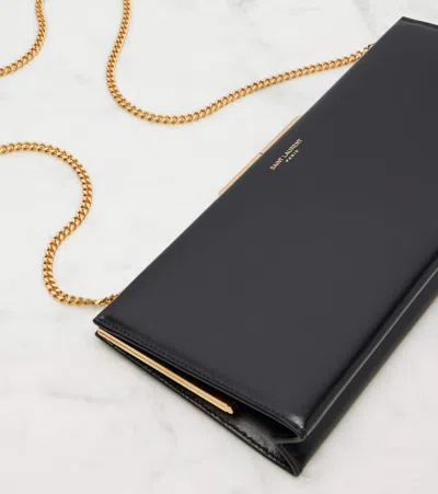 Saint Laurent Midnight Small Leather Clutch In Black