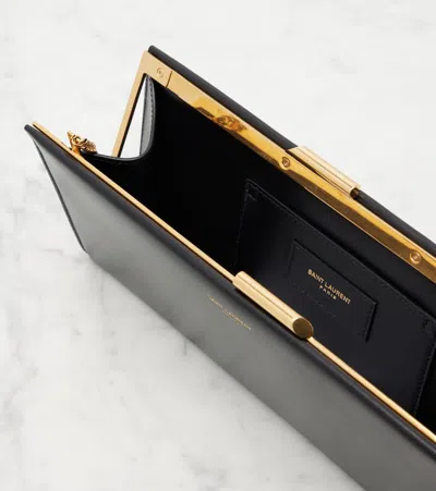 Saint Laurent Midnight Small Leather Clutch In Black
