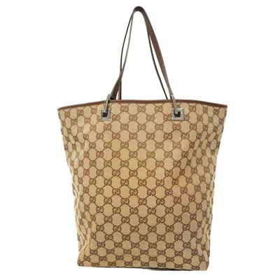 Pre-owned Gucci Beige Brown Canvas Tote Bag () In Multi