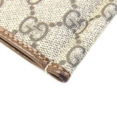 Pre-owned Gucci Beige Brown Gg Supreme Leather Wallet (bi-fold) () In Multi
