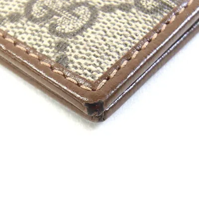 Pre-owned Gucci Beige Brown Gg Supreme Leather Wallet (bi-fold) () In Multi
