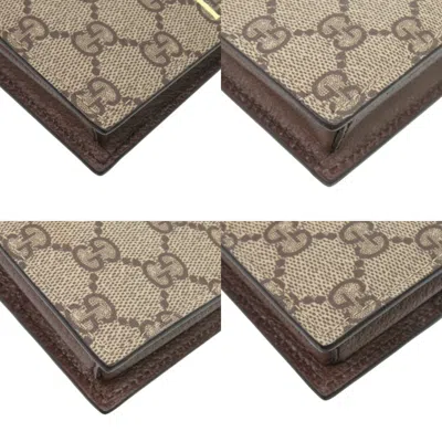 Pre-owned Gucci Beige Brown Multi-color Gg Supreme Chain/shoulder Wallet ()