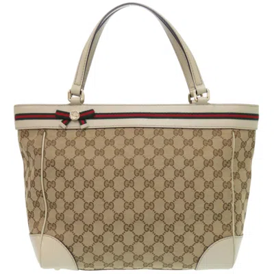 Pre-owned Gucci Beige Gg Canvas Tote Bag () In Sand