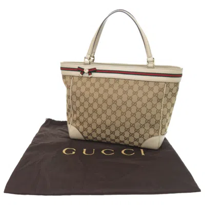 Pre-owned Gucci Beige Gg Canvas Tote Bag () In Sand