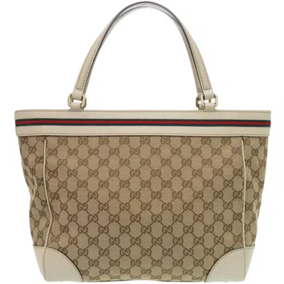 Pre-owned Gucci Beige Gg Canvas Tote Bag () In Sand