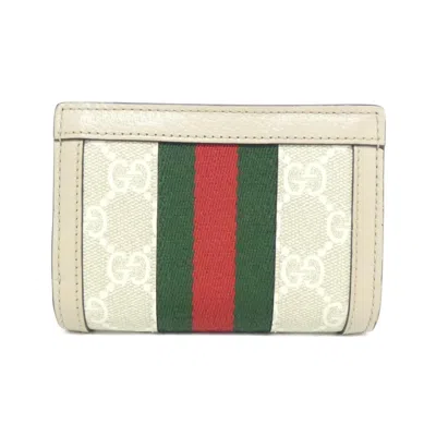 Pre-owned Gucci Beige Gg Supreme Canvas Wallet (bi-fold) () In Sand