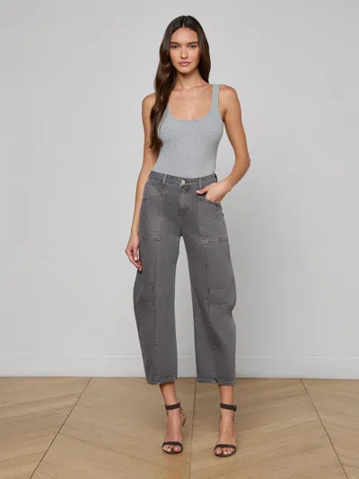 L'agence Cody Cropped Barrel-leg Jean In Gray