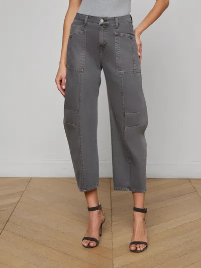 L'agence Cody Cropped Barrel-leg Jean In Gray