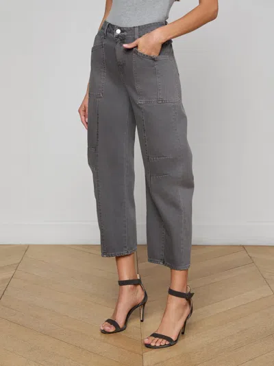 L'agence Cody Cropped Barrel-leg Jean In Gray