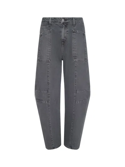 L'agence Cody Cropped Barrel-leg Jean In Gray