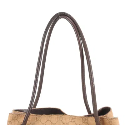 Pre-owned Gucci Brown Leather Canvas Tote Bag ()