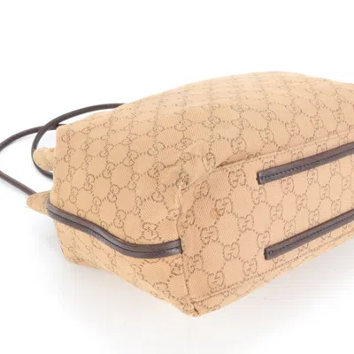 Pre-owned Gucci Brown Leather Canvas Tote Bag ()