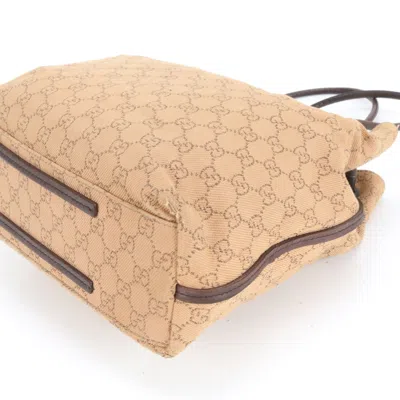 Pre-owned Gucci Brown Leather Canvas Tote Bag ()