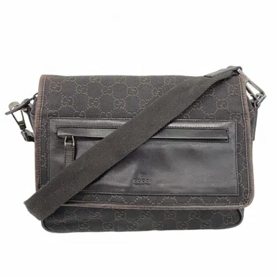 Pre-owned Gucci Dark Brown Denim Shoulder Bag ()