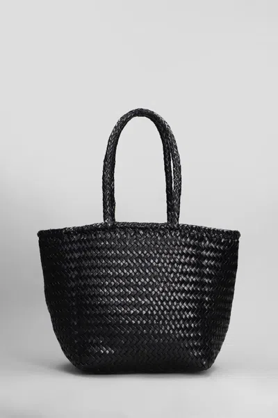 Dragon Diffusion Grace Basket Small Tote In Black Leather In White