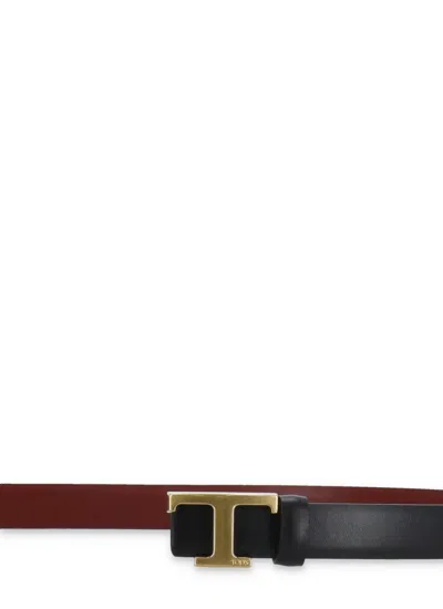 Tod's Reversible Leather Belt In Black