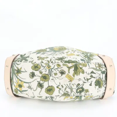 Pre-owned Gucci White Leather Canvas Tote Bag ()