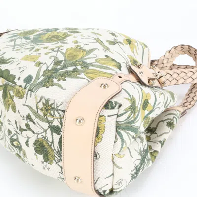 Pre-owned Gucci White Leather Canvas Tote Bag ()