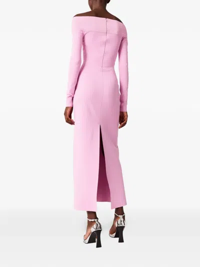 Stella Mccartney Off-shoulder Long-sleeve Midi Dress In Pink