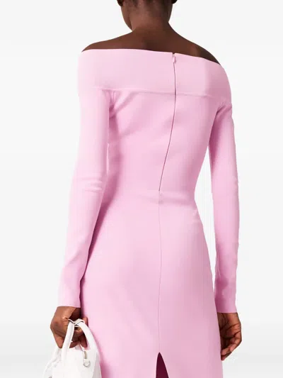 Stella Mccartney Off-shoulder Long-sleeve Midi Dress In Pink
