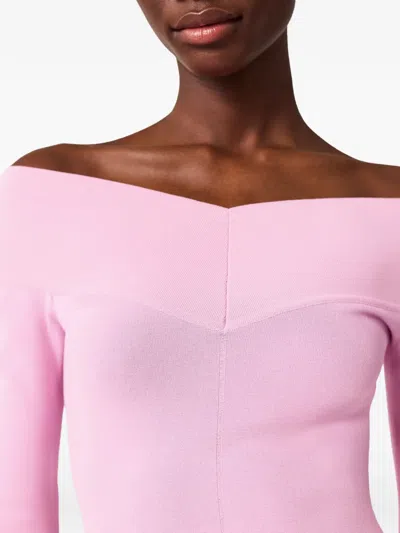 Stella Mccartney Off-shoulder Long-sleeve Midi Dress In Pink
