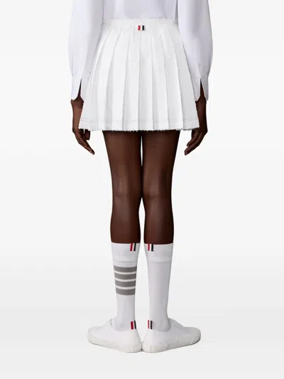 Thom Browne Eyelash Tweed Pleated Skirt In White