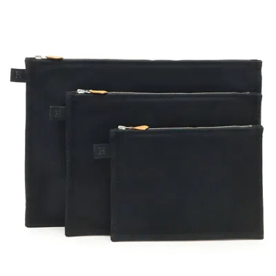 Pre-owned Hermes Black Cotton Canvas Clutch Bag Pouch ()