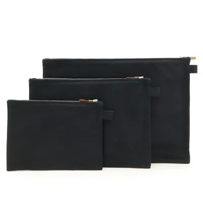 Pre-owned Hermes Black Cotton Canvas Clutch Bag Pouch ()