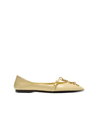 Balmain Shiny Lambskin Sync Ballet Flats In Yellow