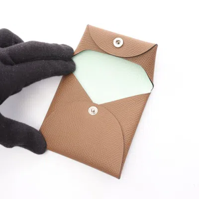 Pre-owned Hermes Brown Epsom Leather Coin Purse/coin Case ()