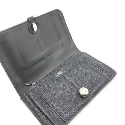 Pre-owned Hermes Hermès Dogon Leather Wallet In Women's Black ()