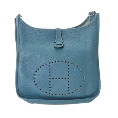 Pre-owned Hermes Evelyne Blue Jean Taurillon Clemence Leather Shoulder Bag ()