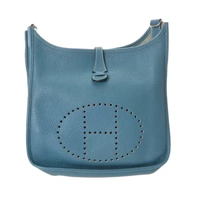 Pre-owned Hermes Evelyne Blue Jean Taurillon Clemence Leather Shoulder Bag ()