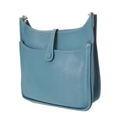 Pre-owned Hermes Evelyne Blue Jean Taurillon Clemence Leather Shoulder Bag ()