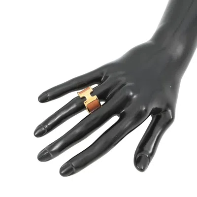 Pre-owned Hermes Gold Epsom Leather Metal Band Ring ()