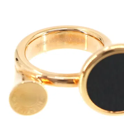 Pre-owned Hermes Gold Noir Swift Leather Band Ring ()