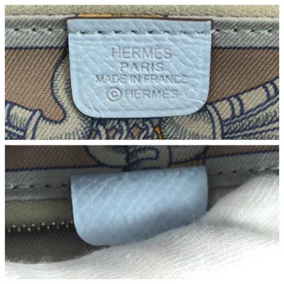 Pre-owned Hermes Light Blue Epsom Leather Silk Long Wallet (bi-fold) ()