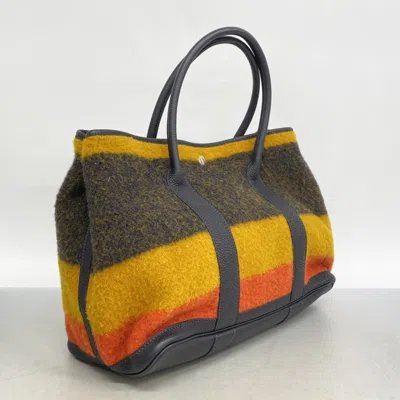 Pre-owned Hermes Navy Orange Yellow Wool Tote Bag ()