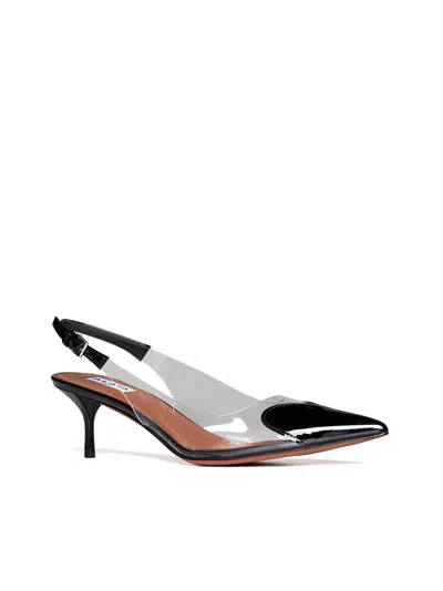 Alaïa Le Coeur Black Patent Leather High Slingback In Animal Print