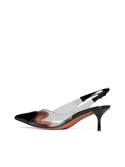 Alaïa Le Coeur Black Patent Leather High Slingback In Animal Print