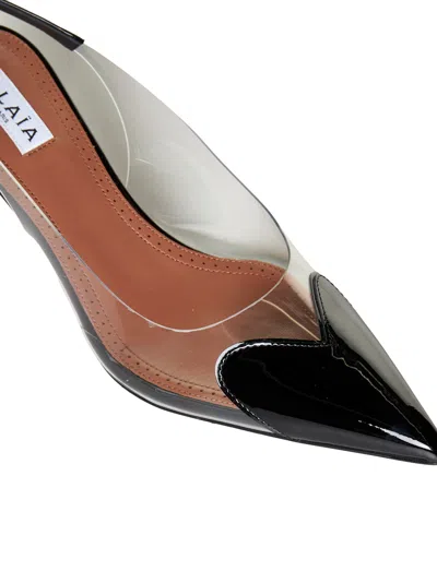 Alaïa Le Coeur Black Patent Leather High Slingback In Animal Print