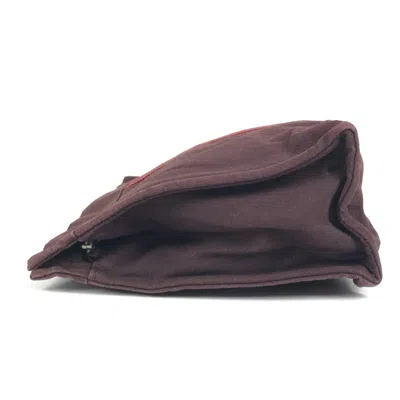 Pre-owned Hermes Red Color Wine Cotton Clutch Bag Pouch ()