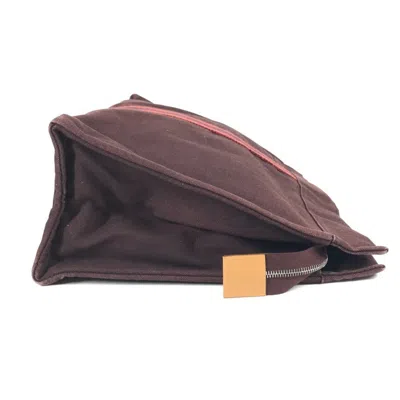 Pre-owned Hermes Red Color Wine Cotton Clutch Bag Pouch ()