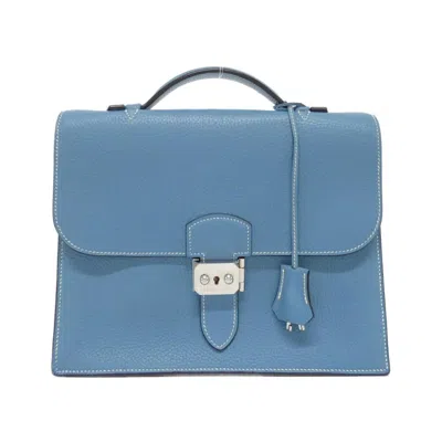 Pre-owned Hermes Sac A Depeche Blue Jean Taurillon Clemence Leather Handbag ()