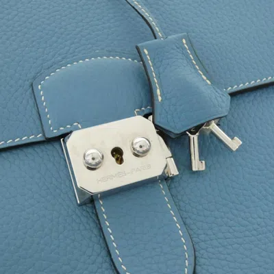 Pre-owned Hermes Sac A Depeche Blue Jean Taurillon Clemence Leather Handbag ()