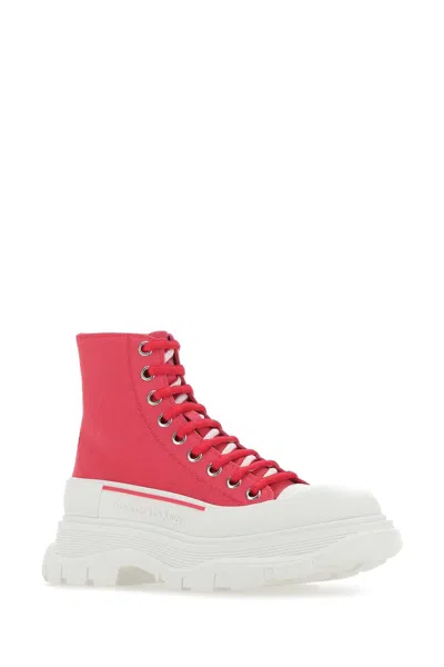 Alexander Mcqueen Women Fuchsia Canvas Tread Slick Sneakers In Pink
