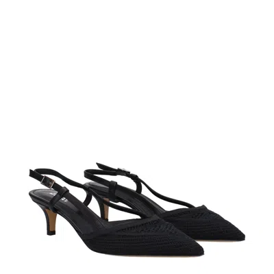 Isabel Marant Black Fabric Mid Heel Women's Pumps In Black
