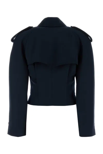 Alexander Mcqueen Women Midnight Blue Wool Trench Coat In Multi